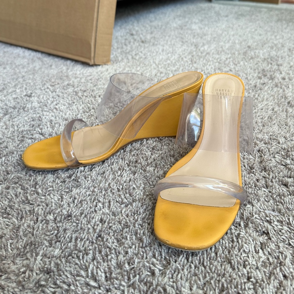 Yellow Transparent Women's Wedge Sandals